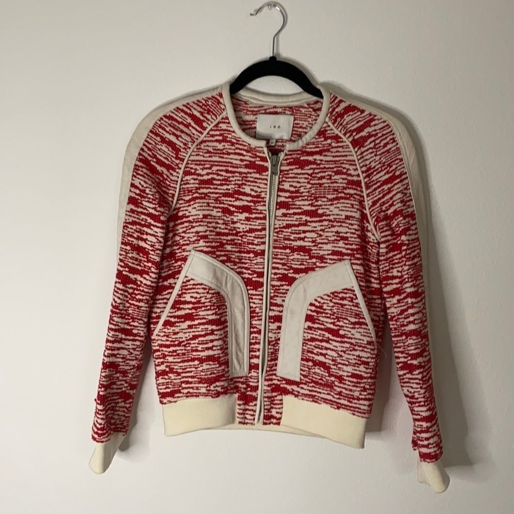 IRO Red and White Bomber Jacket